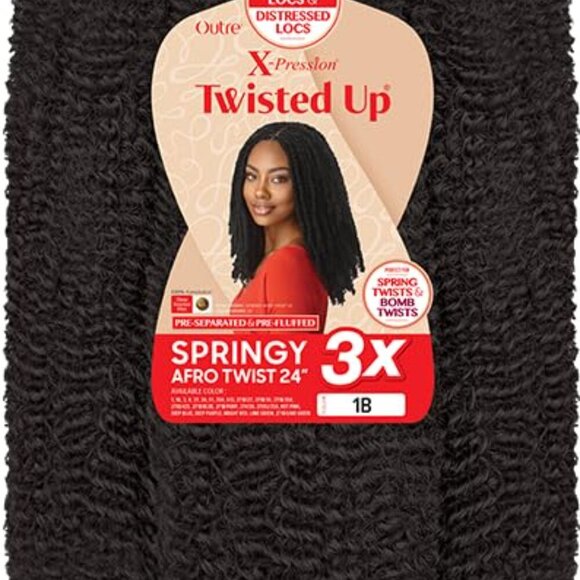 Outre Crochet Braids Twisted Up 3X Springy Afro Twist 24" 1-pack, 1B - Picture 1 of 4